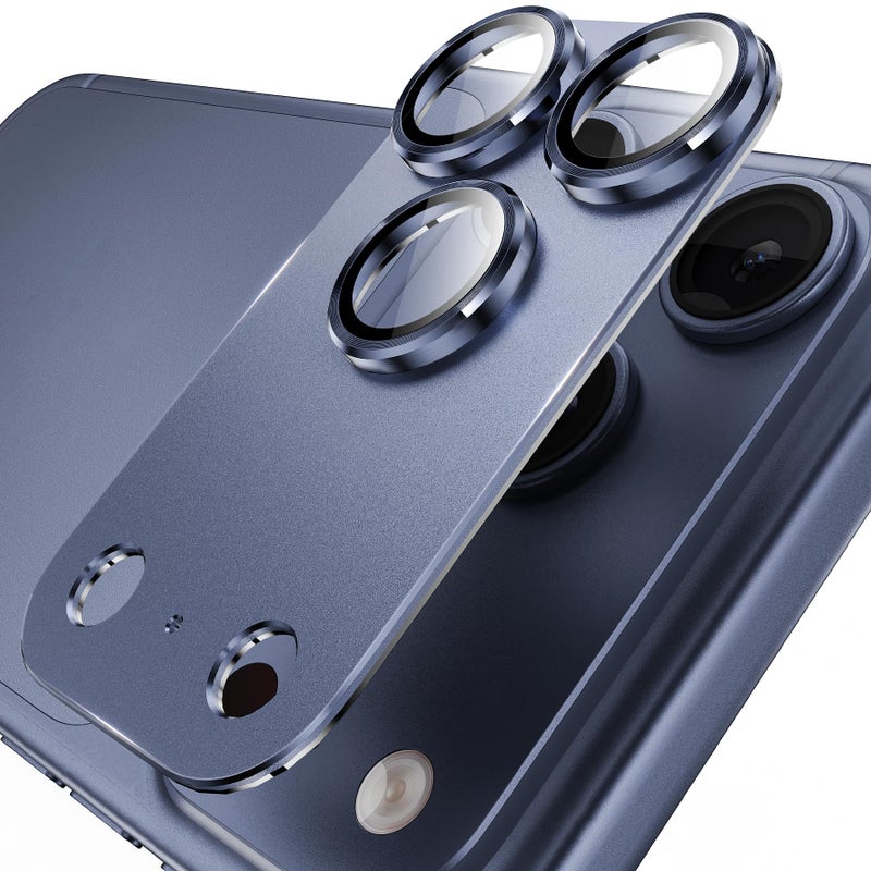 YWXTW Designed for iPhone 17 Pro Camera Lens Protector, [1:1 Perfect Fit] Full Coverage Matte Metal Tempered Glass Camera Screen Cover Accessories, Case Friendly (Deep Blue, iPhone 17 Pro) - Image 1