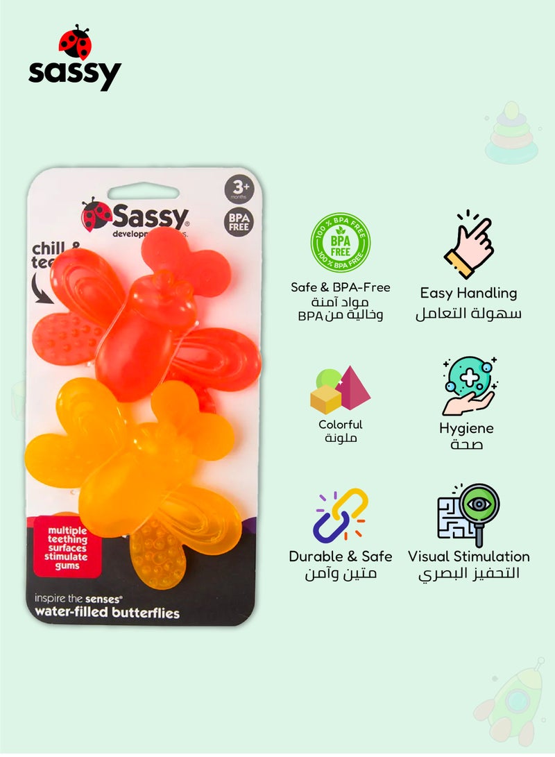 Sassy Chill & Teethe Water-Filled Butterflies | BPA-Free Baby Teething Toy | Soothing Relief for Gums | Multiple Textures | Sensory Development | 3+ Months - Image 2
