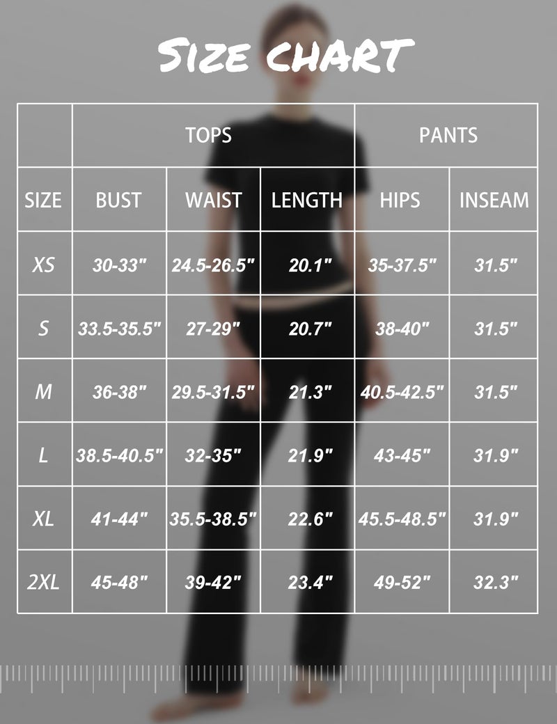 PUMIEY Two Piece Sets for women Lounge Sets Short Sleeve Tops Flare Leggings Set Going Out Casual Outfits Matching Sets Tracksuit, Jet Black Small - Image 2