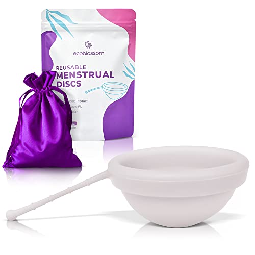 EcoBlossom Reusable Menstrual Disc with Removal String The Most Reliable Medical Grade Silicone Period Discs Comfortably use for 12 Hours Pack of 2 Violet Teal