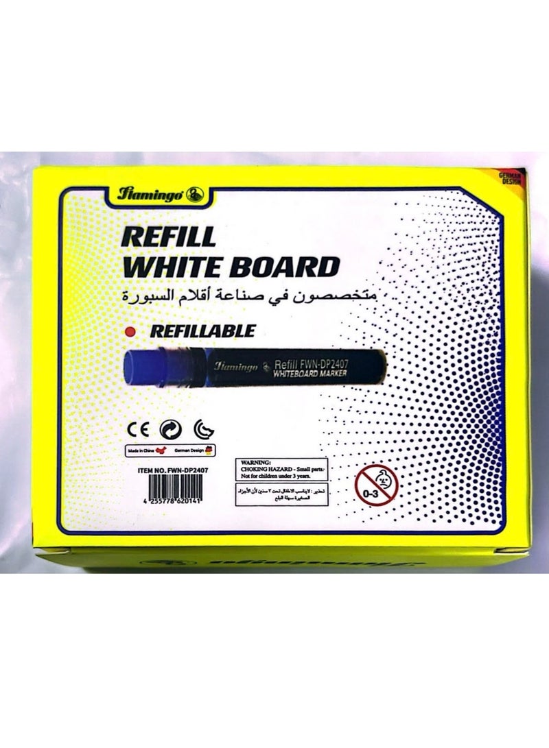 10 قطع من أقلام تحديد السبورة البيضاء مع 24 قطعة من علبة أنبوب قابلة لإعادة الملء، لون أزرق - Image 3