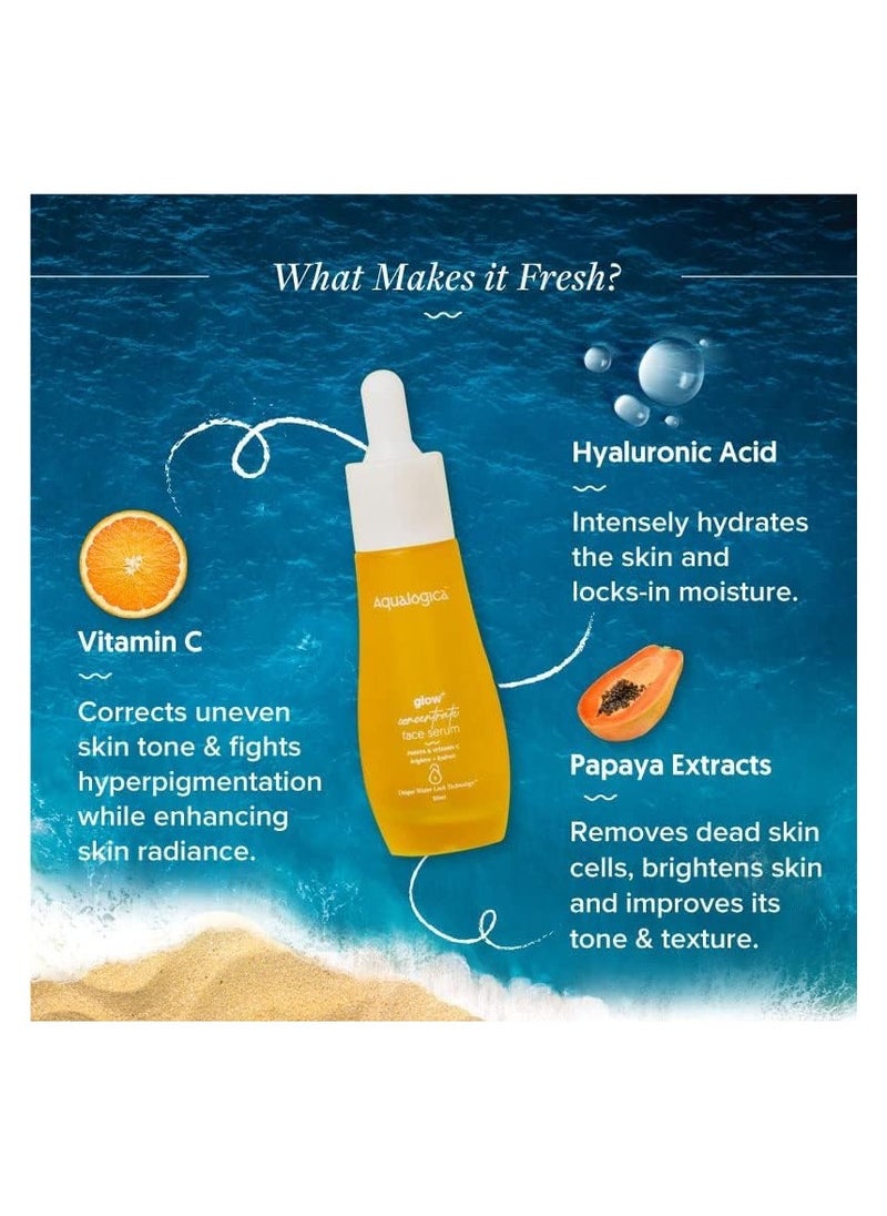 Aqualogica - Aqualogica Glow+ Concentrate Vitamin C Face Serum with Hyaluronic Acid, Vitamin C & Papaya - Glow Serum for Men & Women | Glowing Skin, Skin Brightening & Non Sticky -30ml - Image 1
