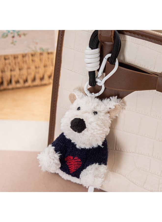null - West Highland Plush Dog Pendant Doll Simulation Puppy Small Doll Plush Puppy Bag Bag Pendant Key-Specifications:West Highland Sitting Dark Blue Love Sweater-Color:14CM - Image 1