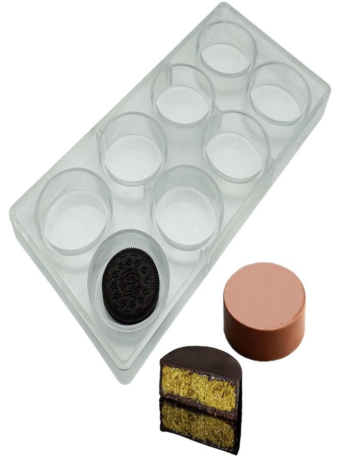 Goldbaking Reusable Polycarbonate Round Plain Cookie Chocolate Mold For Chocolate Covered Cookie Making Deep Filled Chocolates Mould Plastic Cylinder Candy Making Mold Compatible with Oreos - Image 1