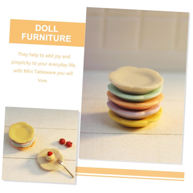 5Pcs Miniature Dollhouse Plates Colorful Kitchen Decor Dishware For Scene Layout - Image 4