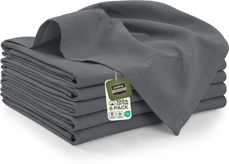Utopia Kitchen Light Grey Flour Sack Towels [6 Pack - 28 x 28 Inch] 100% Cotton Tea Towels for Cleaning & Drying - Highly Absorbent Kitchen Dish Cloth - Image 1