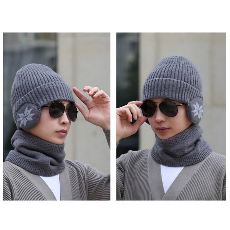 Thick Knit Ushanka Hat With Furry Lining And Scarf For Cold Weather 23 Inch - Image 5