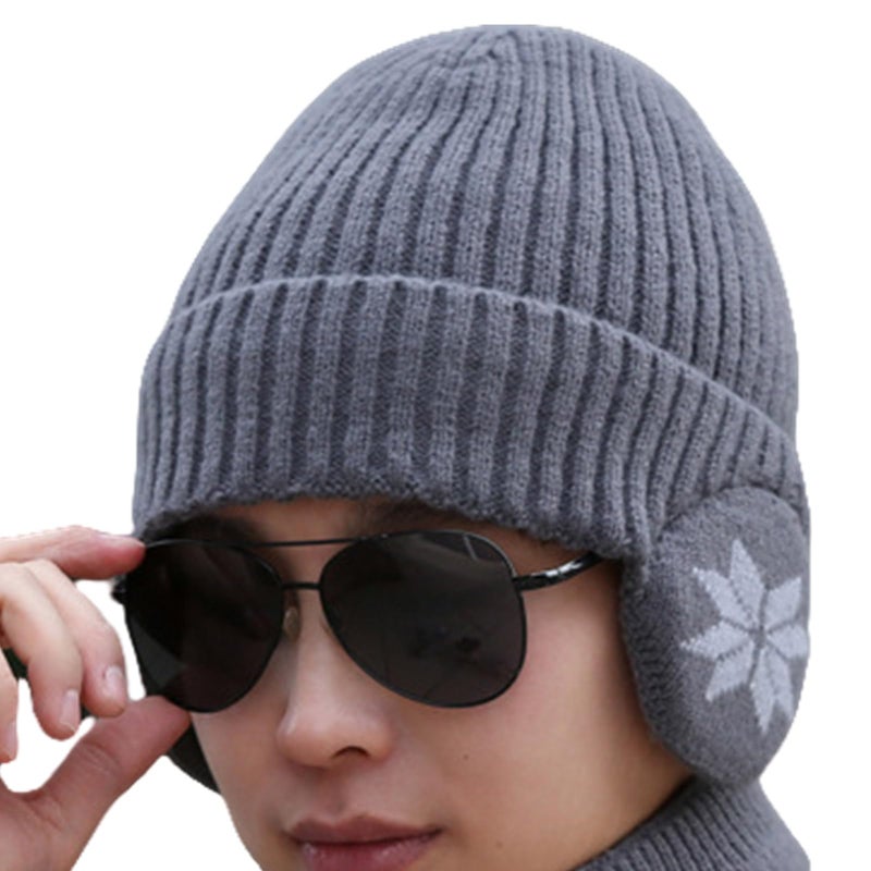 Thick Knit Ushanka Hat With Furry Lining And Scarf For Cold Weather 23 Inch - Image 2