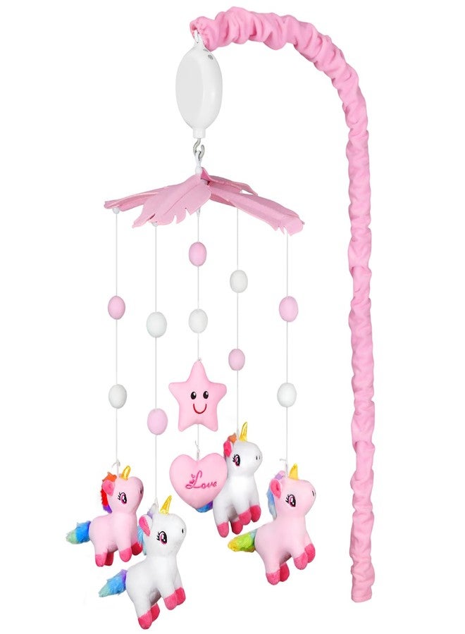 SGIP Baby Crib Mobile for Girls with Music & 28” Mobile Arm, Musical Crib Mobile for Baby, Pink White Nursery Mobile, Pink Nursery Decor, Crib Toys for Infant Baby with 6 Hanging Plush Toys, 35 Lullabies - Image 1