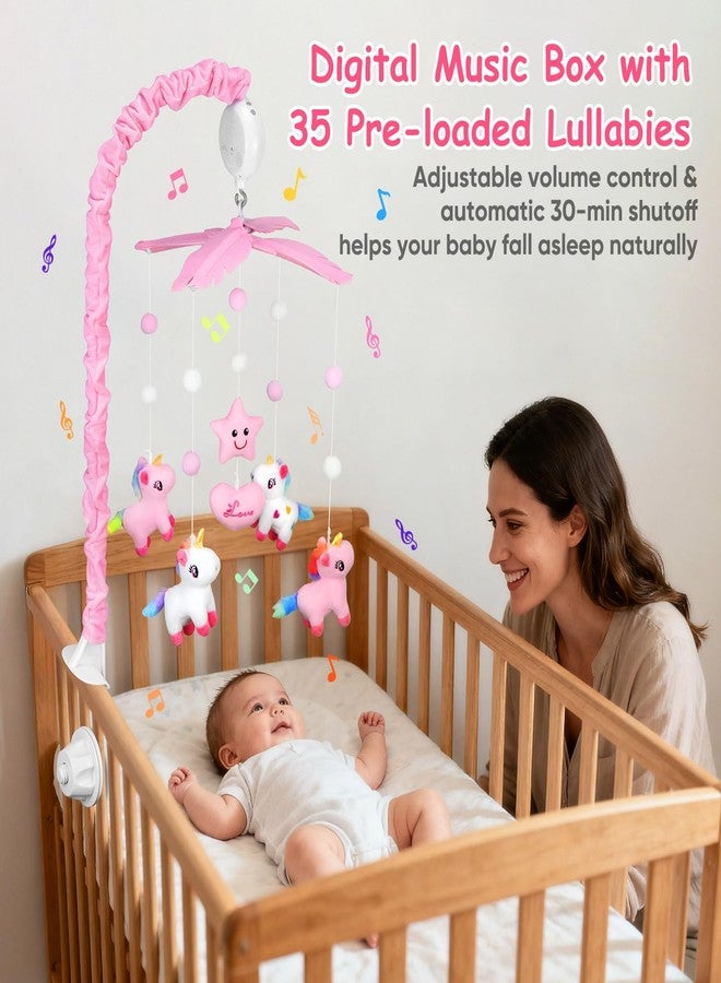 SGIP Baby Crib Mobile for Girls with Music & 28” Mobile Arm, Musical Crib Mobile for Baby, Pink White Nursery Mobile, Pink Nursery Decor, Crib Toys for Infant Baby with 6 Hanging Plush Toys, 35 Lullabies - Image 3