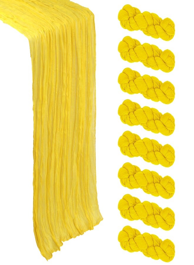 Heneger 8 Pack Lemon Yellow Cheesecloth Table Runner 10Ft Spring Gauze Cheese Cloth Table Runner 120 Inch Boho Sheer Rustic Fabric for Holiday Party Decor Bridal Baby Shower Wedding Decoration - Image 1
