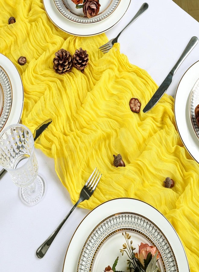 Heneger 8 Pack Lemon Yellow Cheesecloth Table Runner 10Ft Spring Gauze Cheese Cloth Table Runner 120 Inch Boho Sheer Rustic Fabric for Holiday Party Decor Bridal Baby Shower Wedding Decoration - Image 4