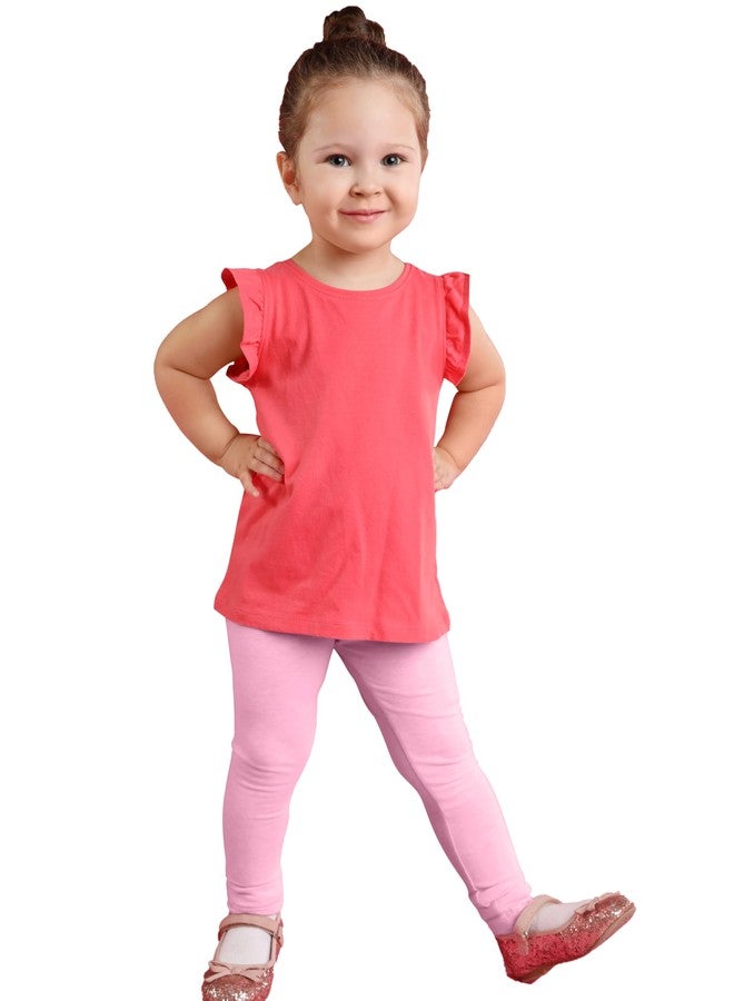 FEQO 5 Pack Toddler and Baby Girls Cotton Leggings Pants Full Length Basic Leggings Stretchy Legging Tight Pants, Black, White, Gray, Rose Red, Pink, 2 Years - Image 2