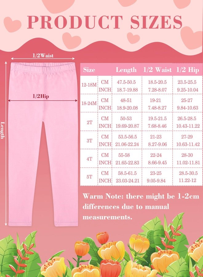 FEQO 5 Pack Toddler and Baby Girls Cotton Leggings Pants Full Length Basic Leggings Stretchy Legging Tight Pants, Black, White, Gray, Rose Red, Pink, 2 Years - Image 3