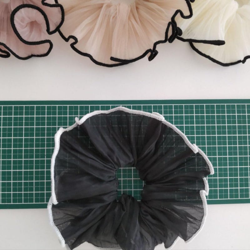 Elegant Large Bow French Chiffon Hair Scrunchies with Leather Bands Premium Soft Stylish Elastic Hair Ties for Women Girls Multicolor Set of 4PCS Perfect for Ponytails - Image 4