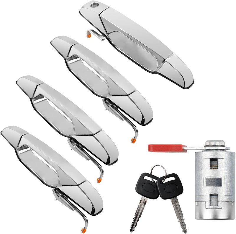 Gledewen Exterior Door Handle Set with Lock Cylinder and Keys - 4 PCS for Chevy and GMC Models (2007-2014) - Image 1