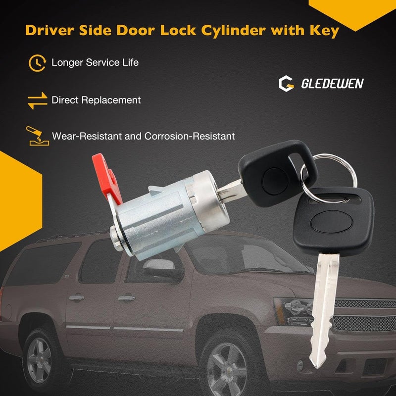 Gledewen Exterior Door Handle Set with Lock Cylinder and Keys - 4 PCS for Chevy and GMC Models (2007-2014) - Image 5