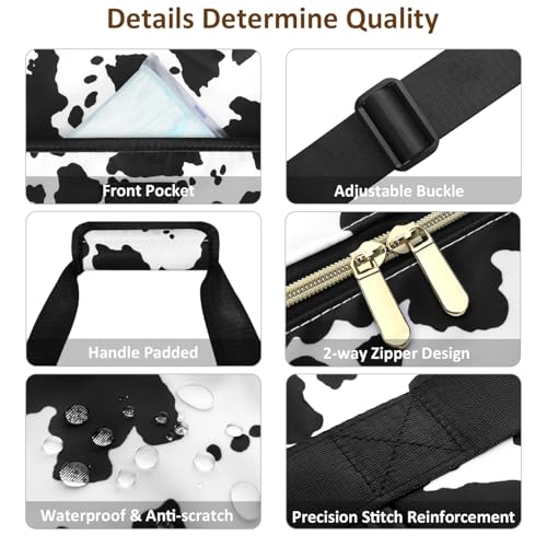 Capolo Expandable Travel Duffle Bag, Waterproof Weekender Overnight Bags for Women Men Hospital Bag for Women Labor Delivery Carry on Bag with Toiletry Bag for Travel Gym Airplanes(Cow Print, Large) - Image 4