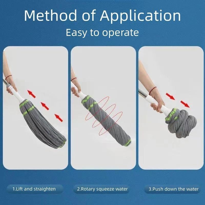 SARNESHWERAM Self Wringing Squeeze Twist Mop Microfiber Twisting Mop Extendable Stainless Steel Handle Reusable Household Cleaning Supplies Home Office Shop Factory Hospital Cleaning Mop1Set - Image 5