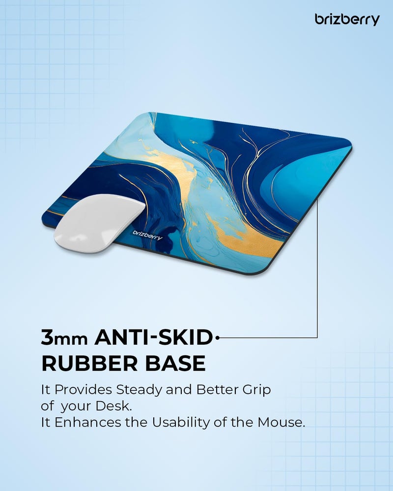 ARTBRIZ ® Brizberry® Mouse Pad, Blue Marble, Premium Anti Skid Rubber Base for Desktop Laptop Gaming Professional 240X210X3mm (123S - Pack of 1) - Image 3
