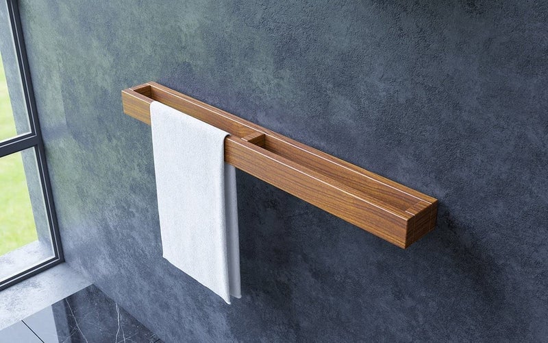 Streem Sheesham Solid Wood Towel Rack Towel Rack Holder Towel Holder for Bathroom Towel Rack for BathroomTowel StandHangerBathroom 1 Holder and 1 Shelve - Image 2