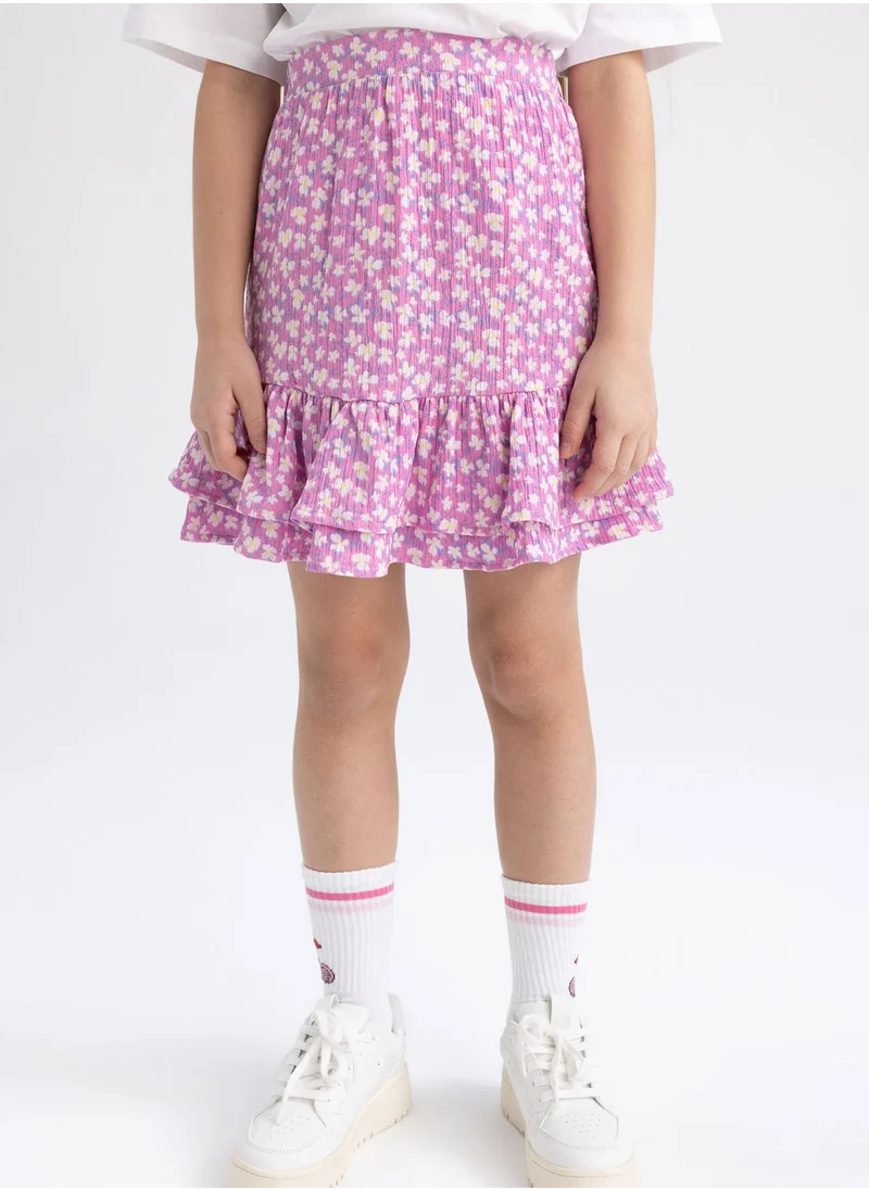 DeFacto Kids Micro Floral Print T-Shirt And Skirt