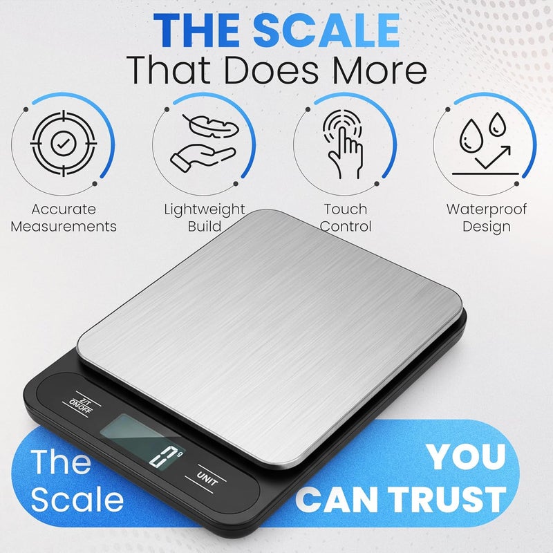 Waterproof Digital Kitchen Scale 15kg 鈥?Stainless Steel Food Scale with Tare Function - Image 2