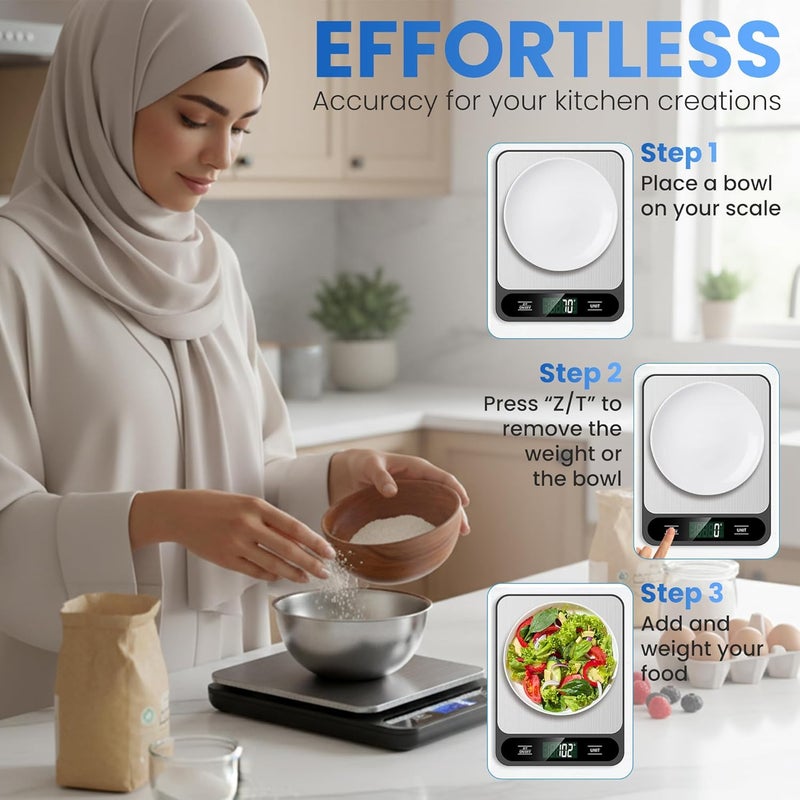 Waterproof Digital Kitchen Scale 15kg 鈥?Stainless Steel Food Scale with Tare Function - Image 4