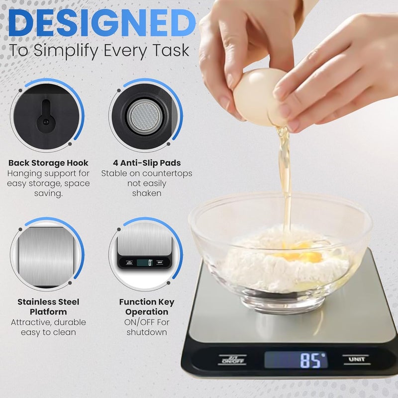 Waterproof Digital Kitchen Scale 15kg 鈥?Stainless Steel Food Scale with Tare Function - Image 5
