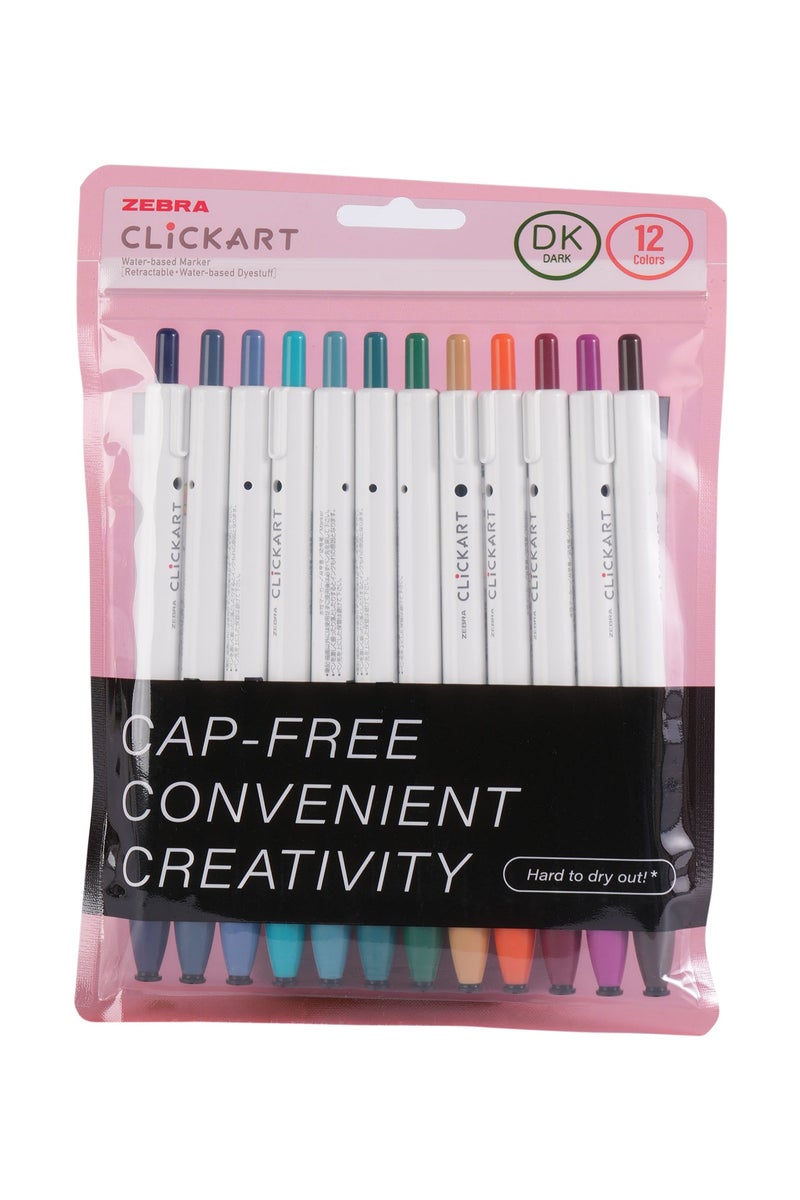 ZEBRA - B-WYSS22-12CZDK ClickArt Markers (Dark 12 Colors) - Retractable Set - Image 3