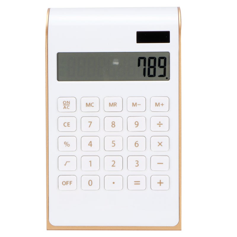 Portable 10 Digits Calculator Ultra Thin Solar Power Calculator for Home Office Business LCD DisplayWhite - Image 1