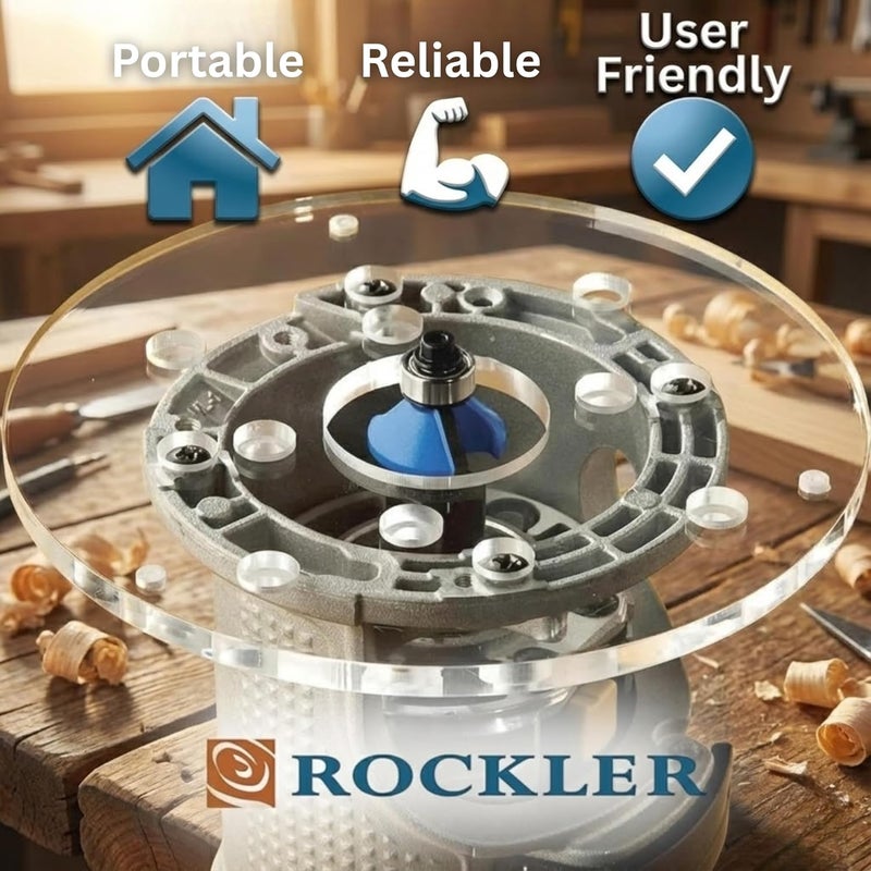 ROCKLER Trim Router Table – Adjustable Table Router w/Pre-Drilled Holes on Back - Router Table w/High-Visibility Bit Guard, 1/4" Thick Acrylic Base – Router Tools for Woodworking - Image 3