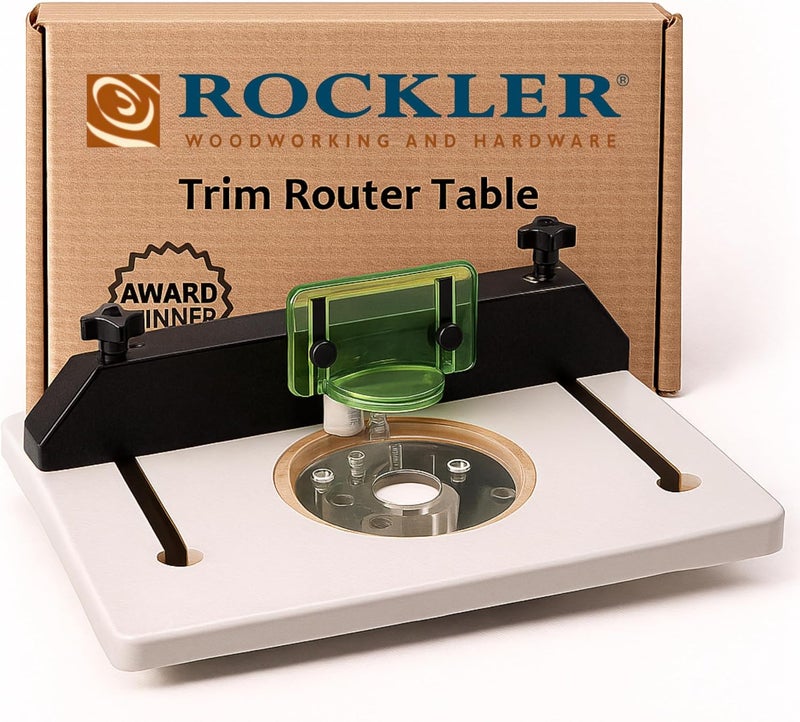 ROCKLER Trim Router Table – Adjustable Table Router w/Pre-Drilled Holes on Back - Router Table w/High-Visibility Bit Guard, 1/4" Thick Acrylic Base – Router Tools for Woodworking - Image 1