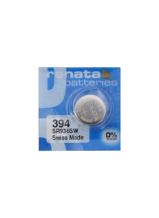 Renata wristwatch battery - Swiss made, 1.55V button cell, Renata Long Life Battery, Strap (1 pcs) 394-1, SR936SW - Image 1