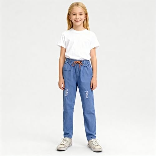 A.T.U.N. (ALL THINGS UBER NICE) Trendy Girls Cotton Rich Denim Jogger Jeans | Casual Everyday Kids Jeans with Pockets & Adjustable Waist | Durable & Comfortable Kids Bottom Wear - Image 2