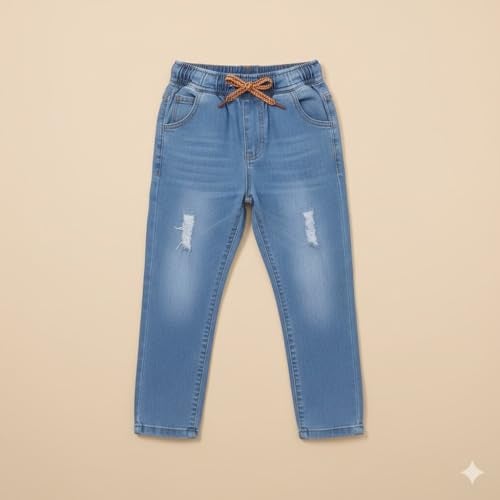 A.T.U.N. (ALL THINGS UBER NICE) Trendy Girls Cotton Rich Denim Jogger Jeans | Casual Everyday Kids Jeans with Pockets & Adjustable Waist | Durable & Comfortable Kids Bottom Wear - Image 3