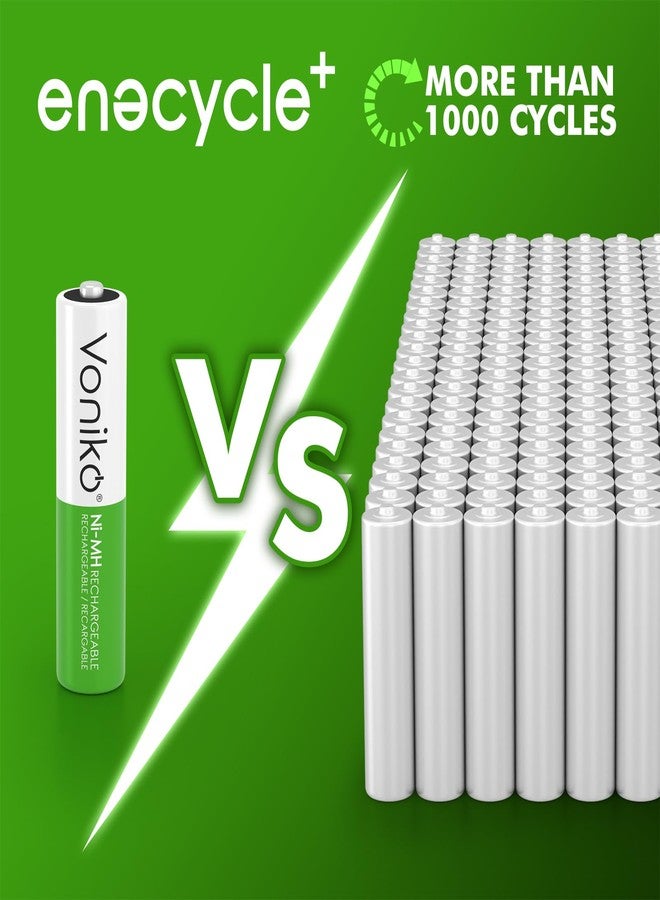 Voniko Rechargeable AAA NiMH Enecycle Triple A Batteries 12 Pack - Ultra Long Lasting, 850mAh, Recharge up to 1000x Times, Pre-Charged (1.2V) - Image 2