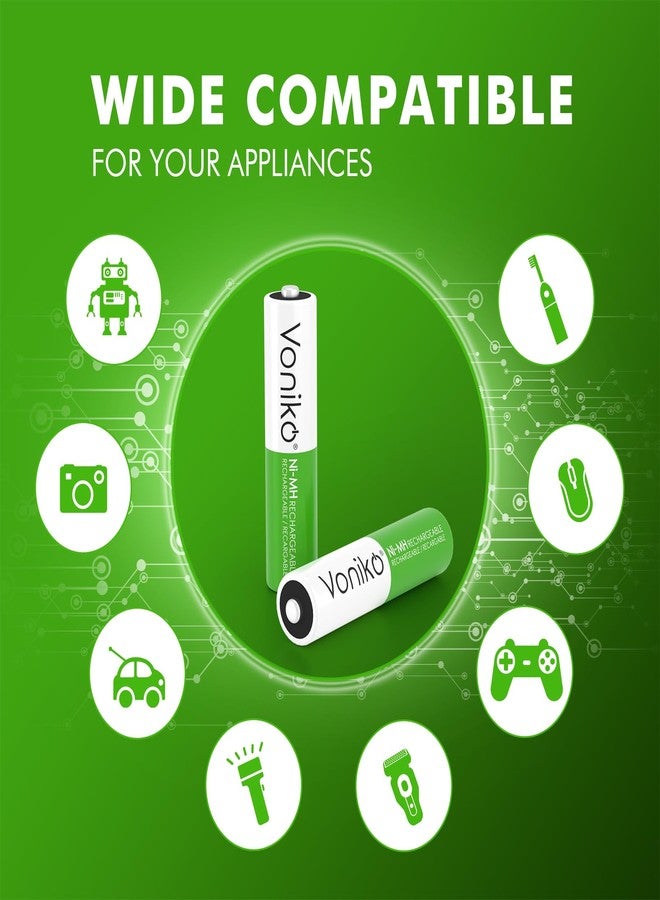 Voniko Rechargeable AAA NiMH Enecycle Triple A Batteries 12 Pack - Ultra Long Lasting, 850mAh, Recharge up to 1000x Times, Pre-Charged (1.2V) - Image 5