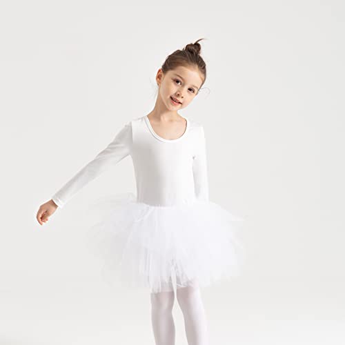 Tutu.kk Toddler Girls Ballet Tutu Dress Gymnastics Long Sleeve 4-Layers Tulle Tutu Leotard Black 3-4 Years - Image 2