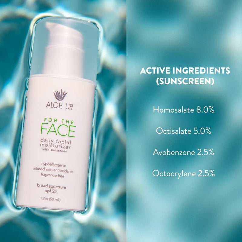 Aloe Up For the Face Daily Moisturizer with SPF 25 Sunscreen - Alcohol-Free Broad Spectrum Facial Lotion With Aloe Vera Gel - Dries Fast - Reef Friendly - For All Skin Types - Fragrance-Free - 1.7 Oz - Image 5