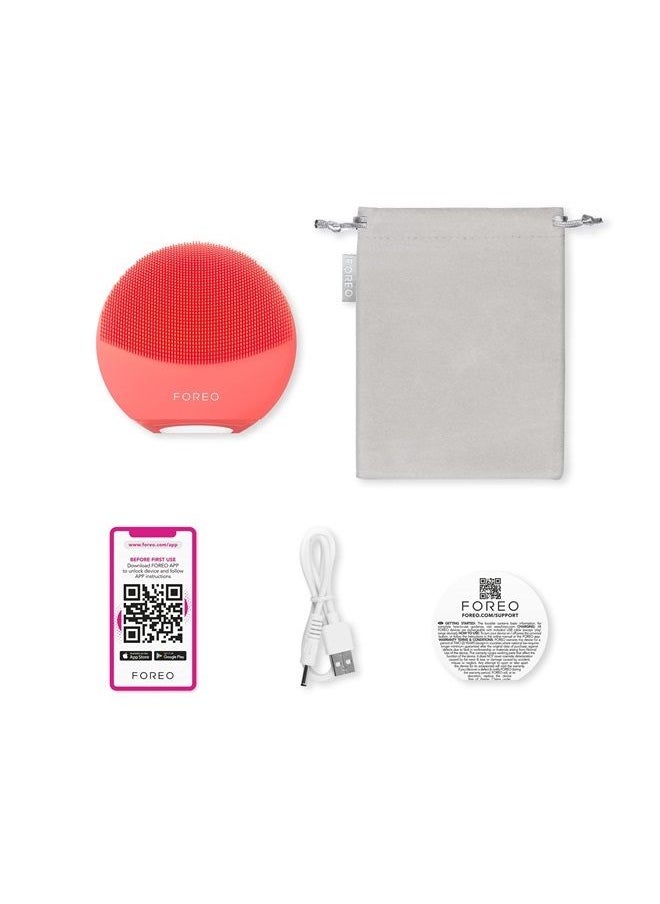 FOREO - Luna 4 Mini Face Cleansing Brush & Face Massager | Premium Face Care | Enhances Absorption of Facial Skin Care Products | Simple Skin Care Tools | for All Skin Types, Coral - Image 1