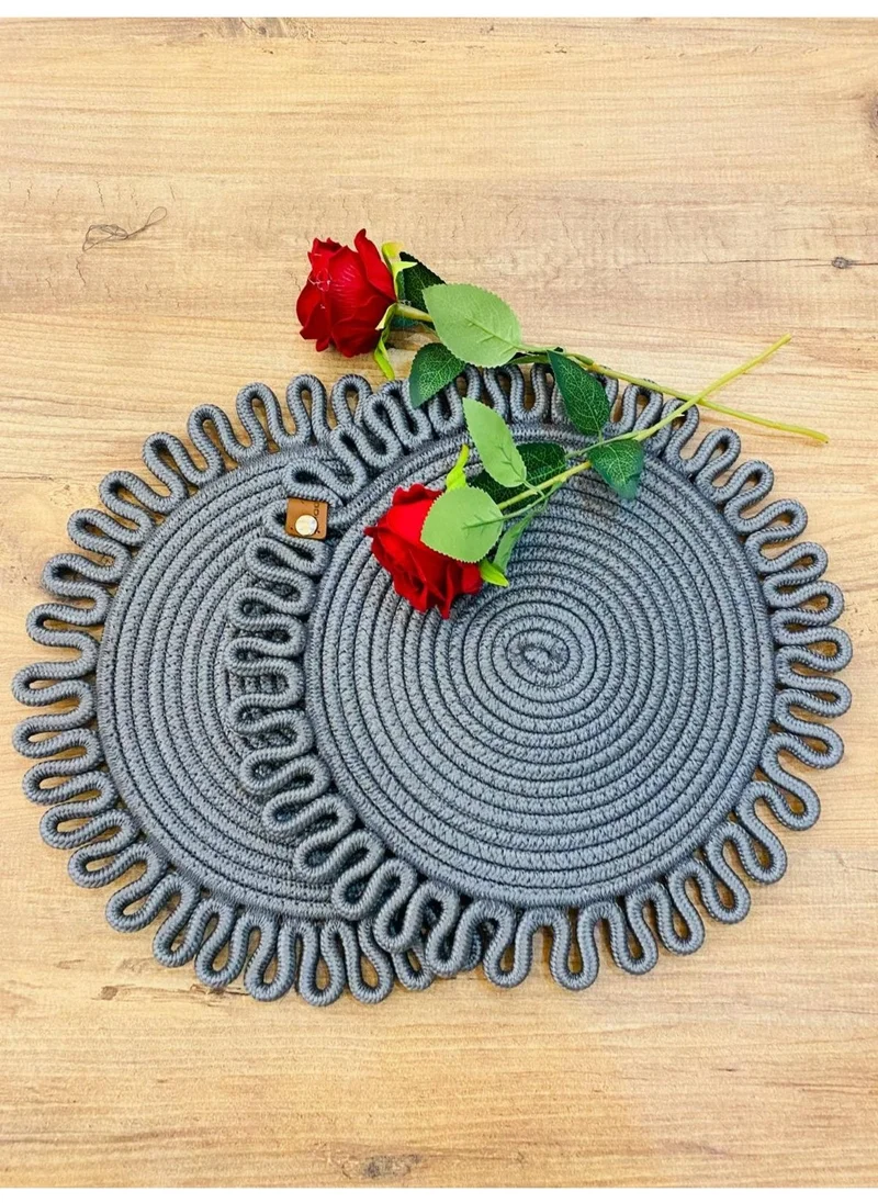 BDZ Deri BDZ Leather Wicker Jute Presentation Plate Mat American Service 2 Piece