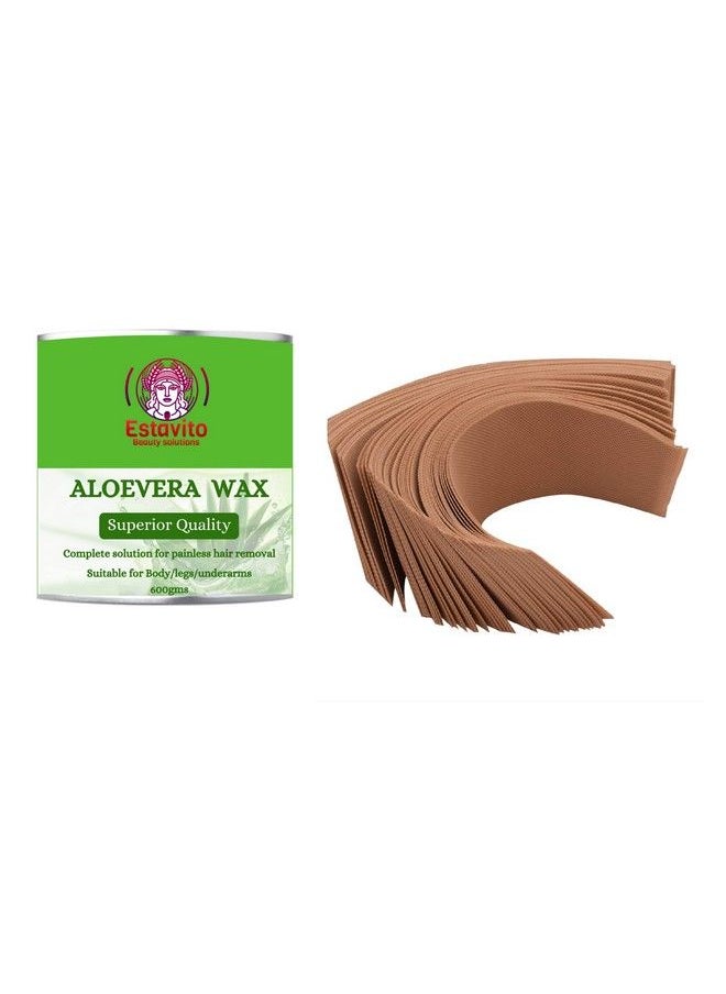 ESTAVITO - Aloevera Wax 600Gms With 30 Wax Strips ; For Hair & Tan Removal ; For Arms Legs And Full Body ; Combo Offer ; - Image 1