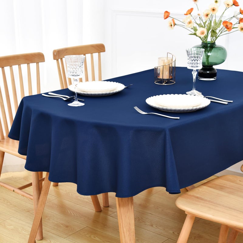 NEWISHER Navy Blue Oval Tablecloth 70x90 inch, Heavy Duty Polyester Fabric Table Cloth, Reusable Washable Solid Table Cover for Dining, Kitchen, Party, Wedding, Indoor Outdoor Tabletop Decoration - Image 1