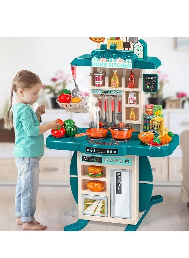 95cm High Kitchen Playset,Large Kitchen Pretend Play Toy Set, Separable Design Kids Pretend Kitchen Toys with Refrigerator, oven, vegetables,Sink, Role Play Cookware Indoor DIY Toy Set, 54pcs Accessories Toys Sets for Boys, Girls, Kids, Children - Image 3