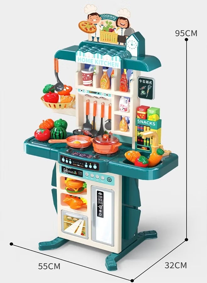 95cm High Kitchen Playset,Large Kitchen Pretend Play Toy Set, Separable Design Kids Pretend Kitchen Toys with Refrigerator, oven, vegetables,Sink, Role Play Cookware Indoor DIY Toy Set, 54pcs Accessories Toys Sets for Boys, Girls, Kids, Children - Image 2