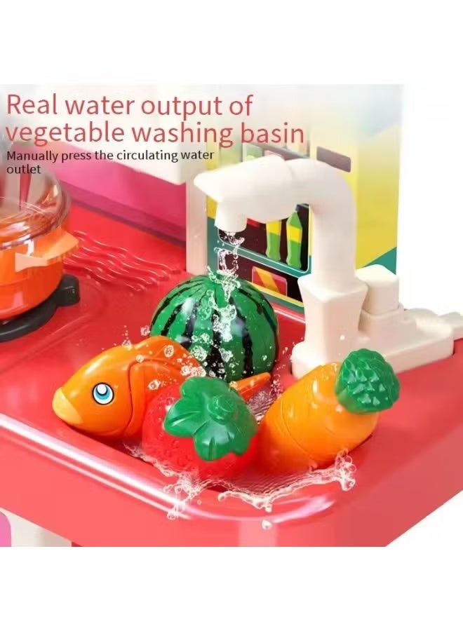 95cm High Kitchen Playset,Large Kitchen Pretend Play Toy Set, Separable Design Kids Pretend Kitchen Toys with Refrigerator, oven, vegetables,Sink, Role Play Cookware Indoor DIY Toy Set, 54pcs Accessories Toys Sets for Boys, Girls, Kids, Children - Image 5