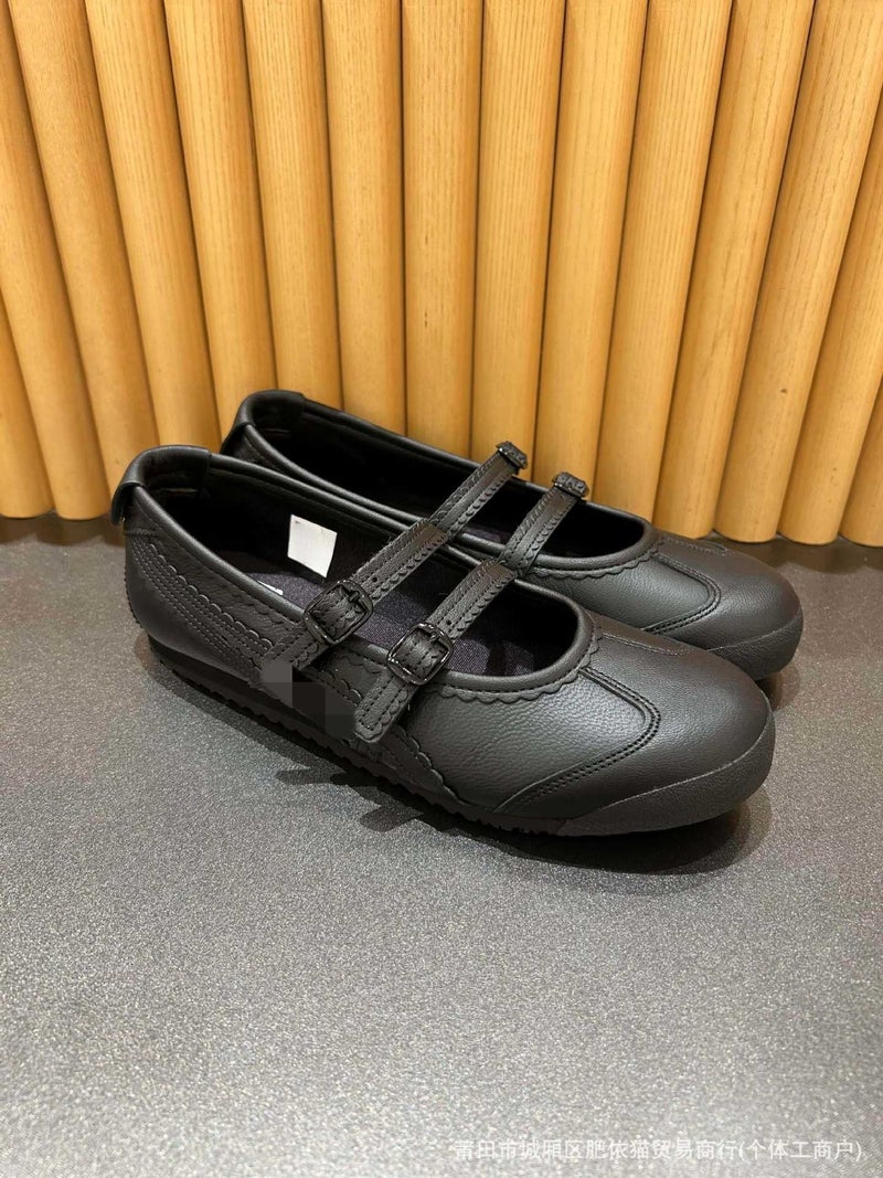 Tiger TGRS Mary Jane Ballet Flats for Women - Calfskin Leather, Low Heel, Round Toe, Sparkle Princess Style, Lightweight Casual Shoes