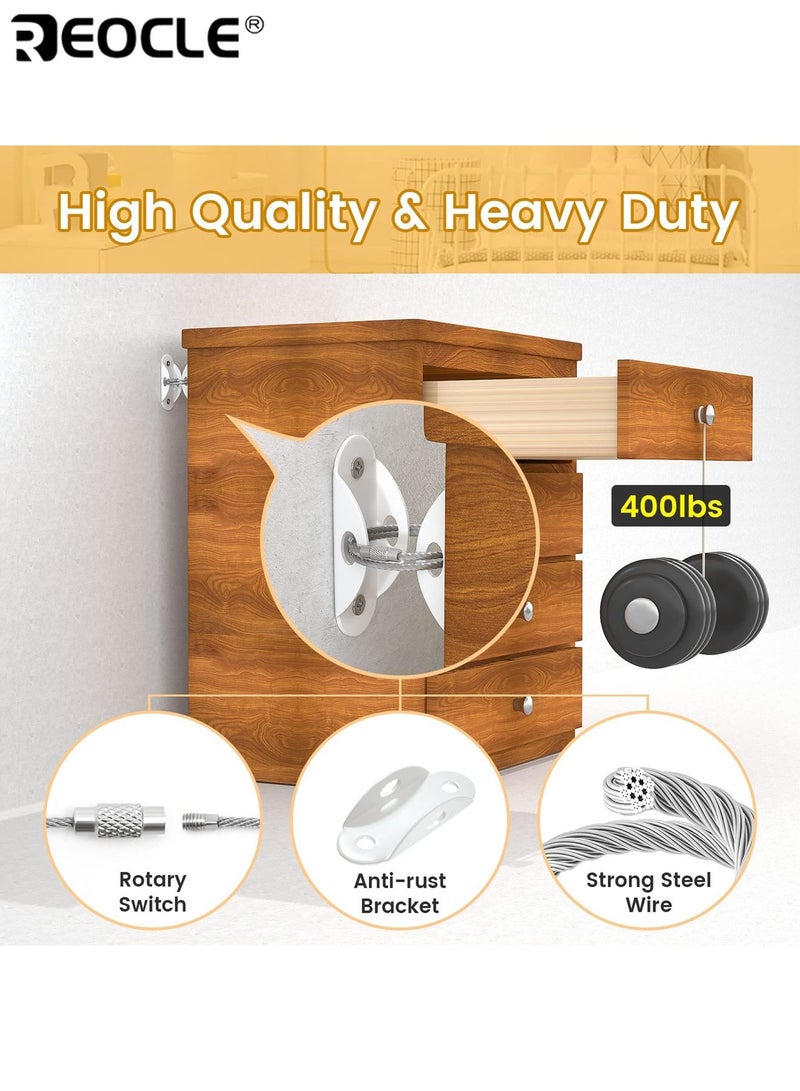REOCLE 8PCS Furniture Safety Anchors with Anti Tip Design and Heavy Duty Capacity Baby Proofing Straps with Metal Construction for Wall Mounting Child Pet Protection - Image 3