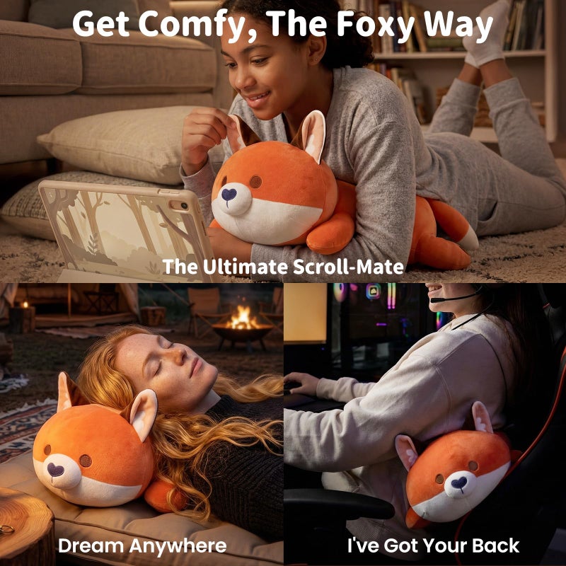 Mewaii Cute Fox Plush Pillow, Kawaii Plushies Red Fox Stuffed Animals, Squishy Plushies, Cuddle Foxes Plush Pillow for Kids & Girls (13 Inch) - Image 4